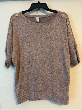Misia Heather Taupe Short Sleeve Crewneck Sweater